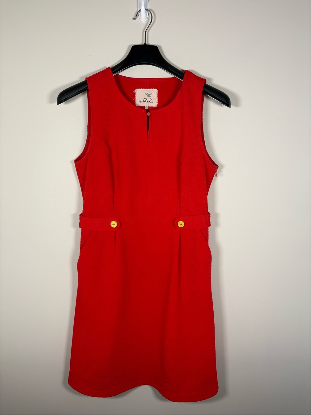 Anthropologie Tabitha Red Sleeveless Knee Length Dress Keyhole Neck Sz 10